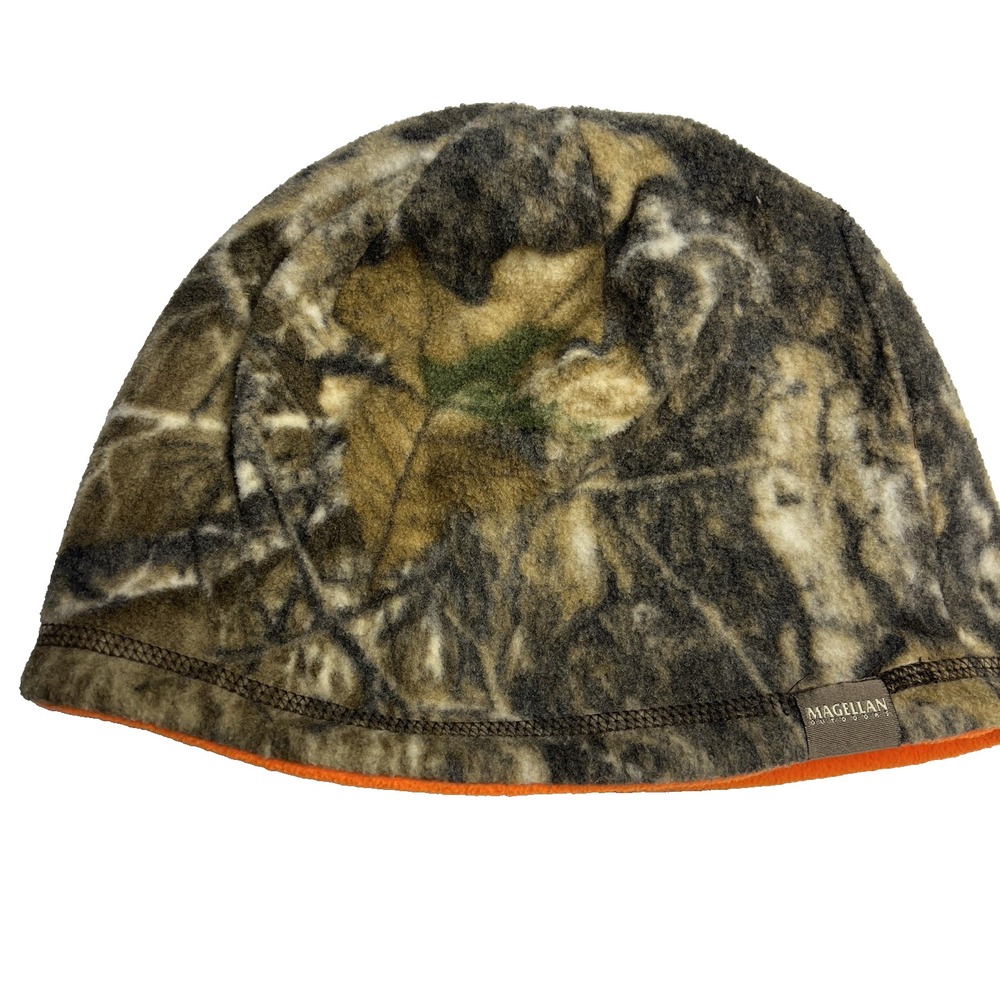 Magellan Academy Camo Beanie Cap Sock Hat Reversible Blaze Safety Orange Hunting